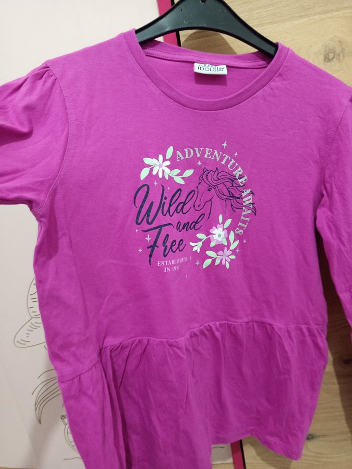 Mor Bohem Uzun Kollu Kız Tişörtü - Görsel 3