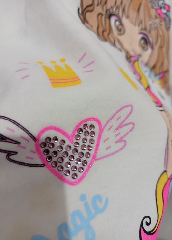 Kız Çocuk Beyaz Uzun Kollu Baskılı Tişört - Görsel 4