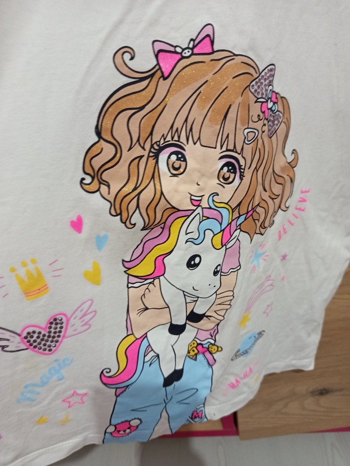 Kız Çocuk Beyaz Uzun Kollu Baskılı Tişört - Görsel 2