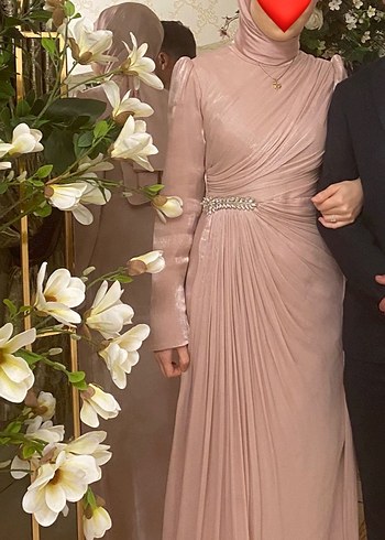 Toz pembe rengi abiye elbise - Görsel 2