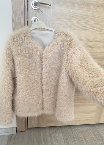 Bej Kadın Suni Kürk Ceket - Görsel 5