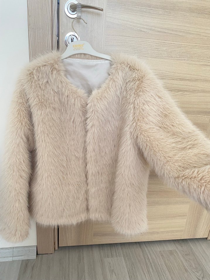 Bej Kadın Suni Kürk Ceket - Görsel 5
