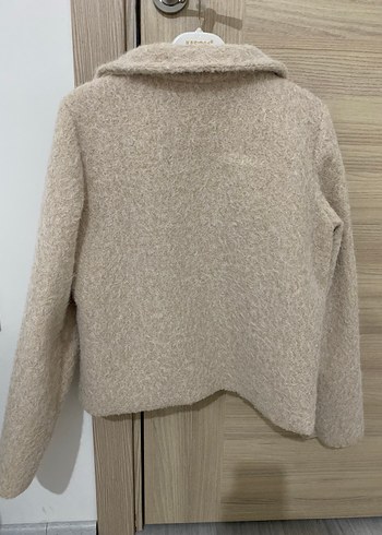 Düğmeli Bej kadın yün ceket - Görsel 9