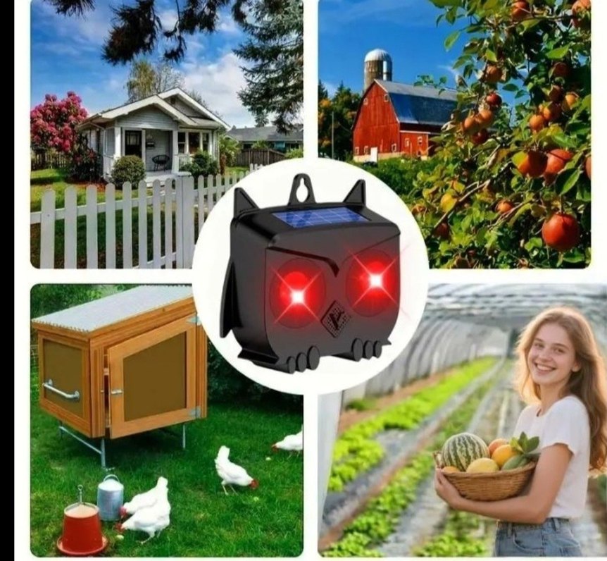 Güneş Enerjili led gozler baykus  Siyah Hayvan Kovucu - Görsel 3