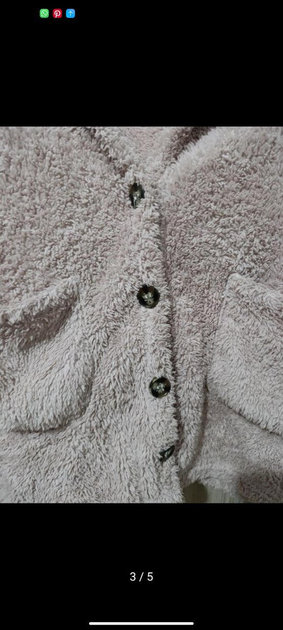 Düğmeli Bej Kadın Mini Polar Ceket - Görsel 3