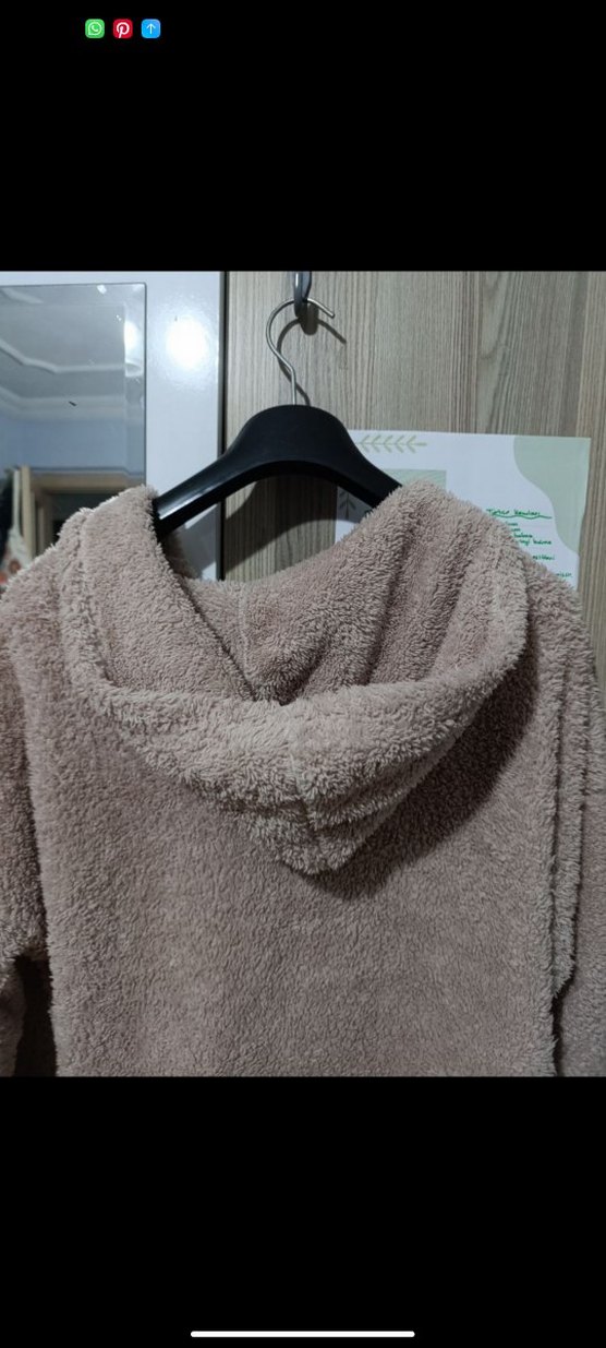 Düğmeli Bej Kadın Mini Polar Ceket - Görsel 4