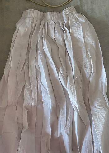 Beyaz Pilili Uzun Keten Etek - Görsel 2