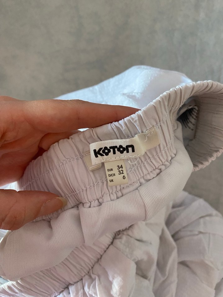 Beyaz Pilili Uzun Keten Etek - Görsel 3