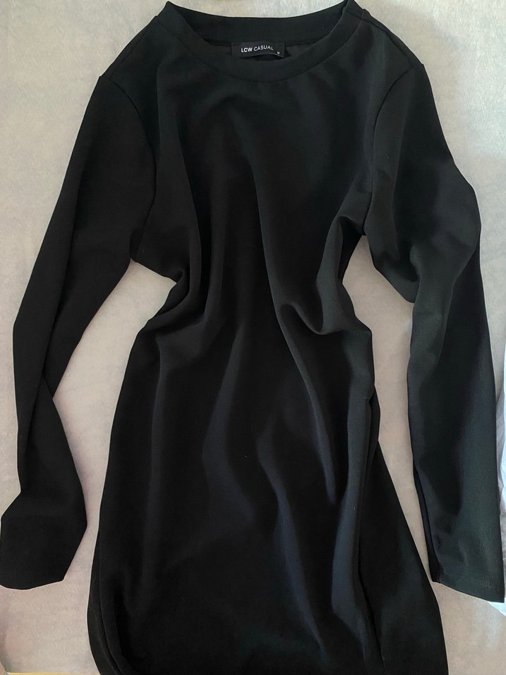 Siyah Uzun Kollu Midi Boy Elbise - Görsel 2