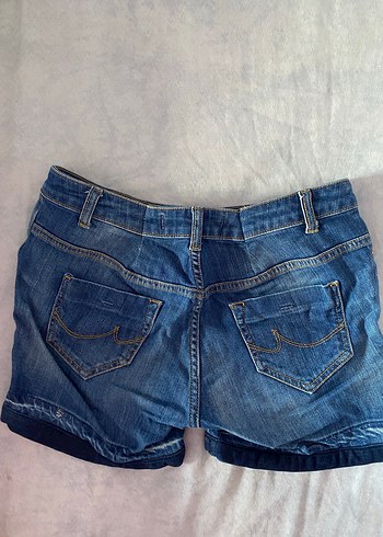 Mavi Düğmeli  Kadın Kot Şort - Görsel 3