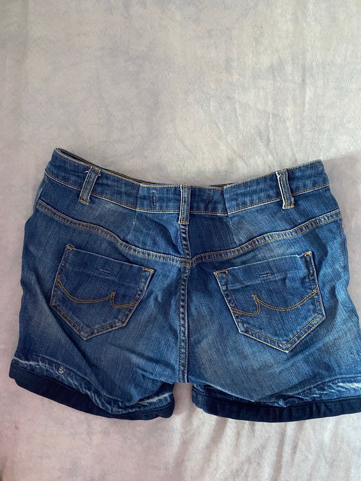 Mavi Düğmeli  Kadın Kot Şort - Görsel 3