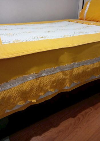 Sarı Nakışlı Renkli pike takımı - Görsel 3