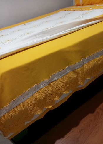 Sarı Nakışlı Renkli pike takımı - Görsel 4