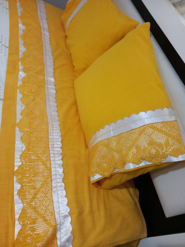 Sarı Nakışlı Renkli pike takımı - Görsel 2