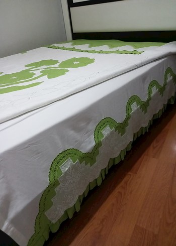 Yeşil Çiçek Desenli pike takımı - Görsel 4