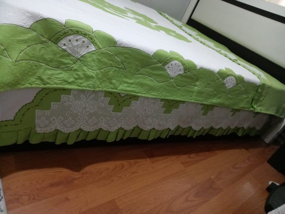 Yeşil Çiçek Desenli pike takımı - Görsel 5