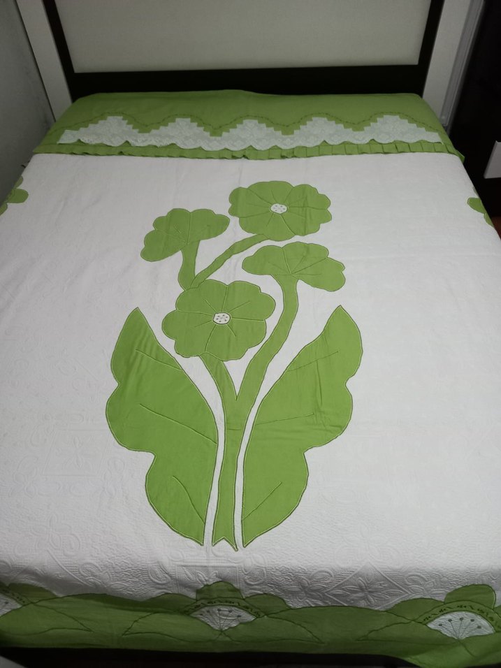 Yeşil Çiçek Desenli pike takımı - Görsel 2