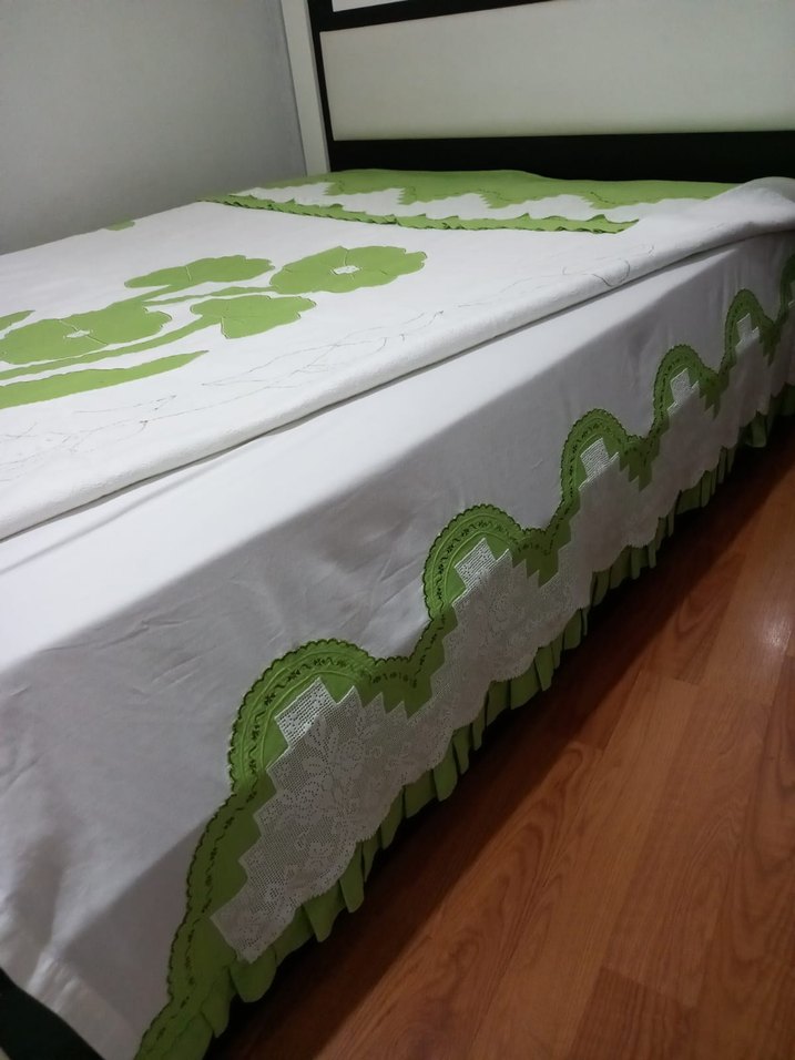 Yeşil Çiçek Desenli pike takımı - Görsel 4