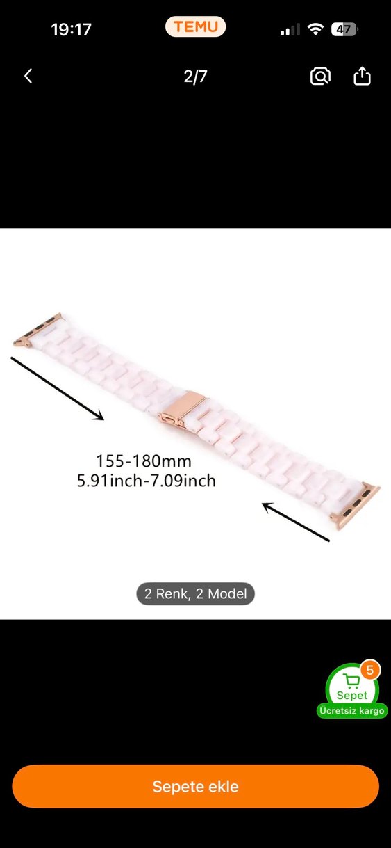 Apple watch 9 -45 mm için uyumlu İnci Pembesi Modern Saat Kordon - Görsel 2