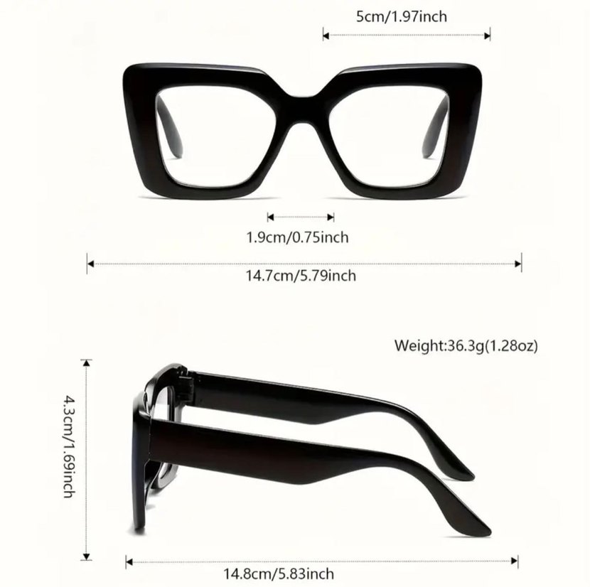 Kadın Geniş Kare Kedi Gözü Gözlük - Görsel 3
