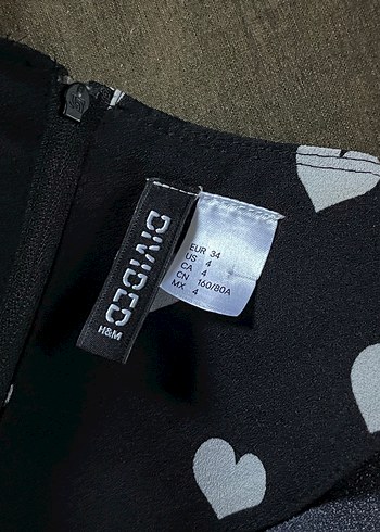 Beyaz Kalp Desenli Siyah Elbise - Görsel 2