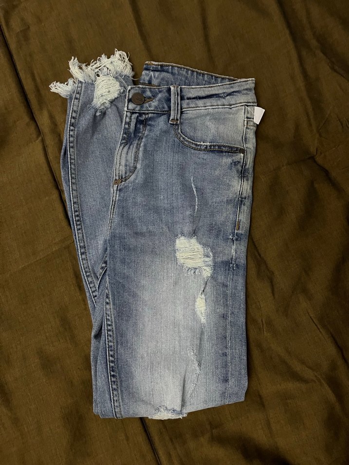 Gevşek Kesim Kadın Mavi Midi Kot Pantolon - Görsel 3