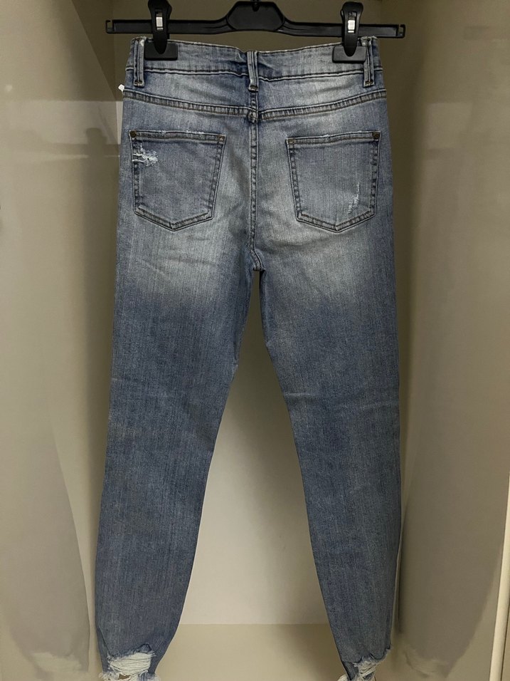 Gevşek Kesim Kadın Mavi Midi Kot Pantolon - Görsel 2