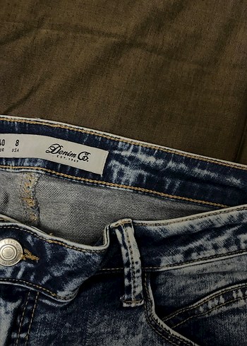 Kadın Mavi Tie-Dye Mini Denim Şort - Görsel 3