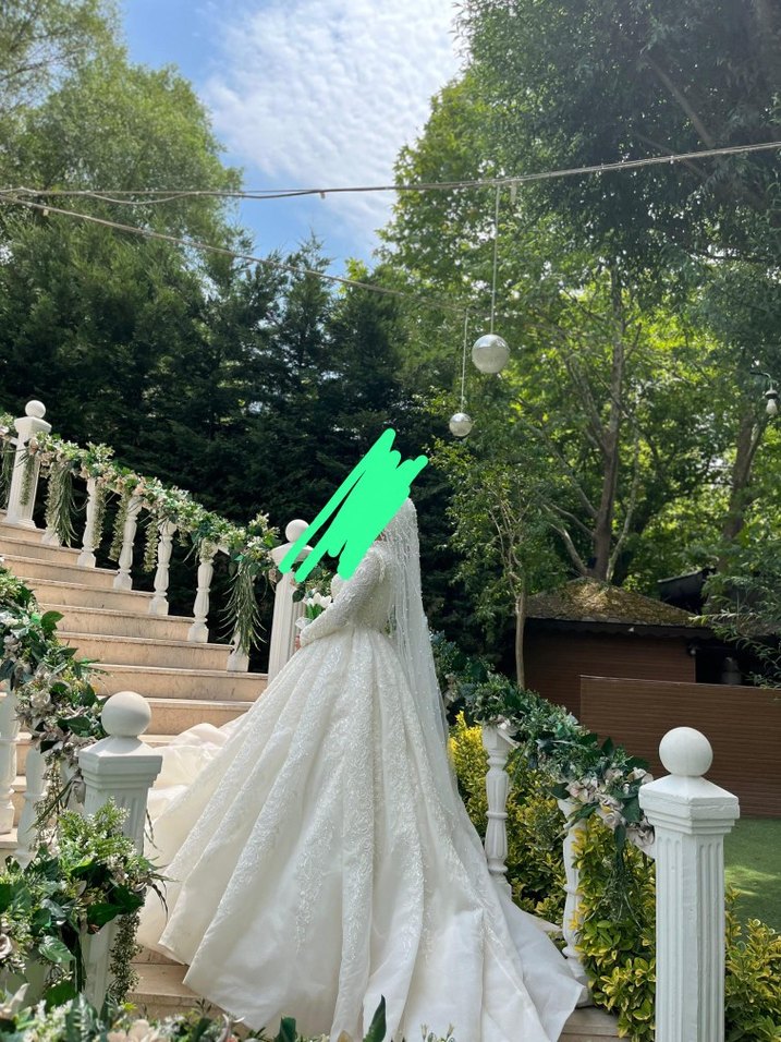 Uzun Kollu Prenses Gelinlik - Görsel 3