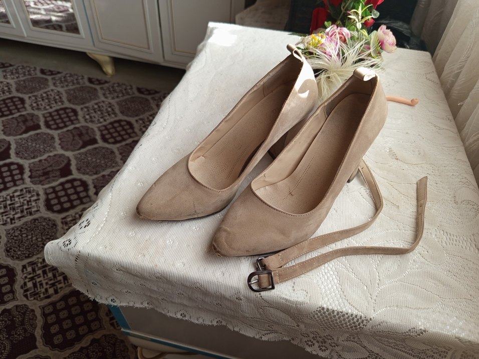 Bej Süet Kadın Topuklu Stiletto - Görsel 3