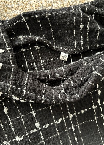 Kadın Siyah Ekose Desenli Triko Uzun Elbise - Görsel 3