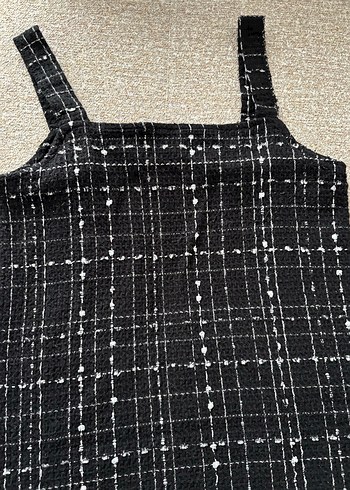 Kadın Siyah Ekose Desenli Triko Uzun Elbise - Görsel 2