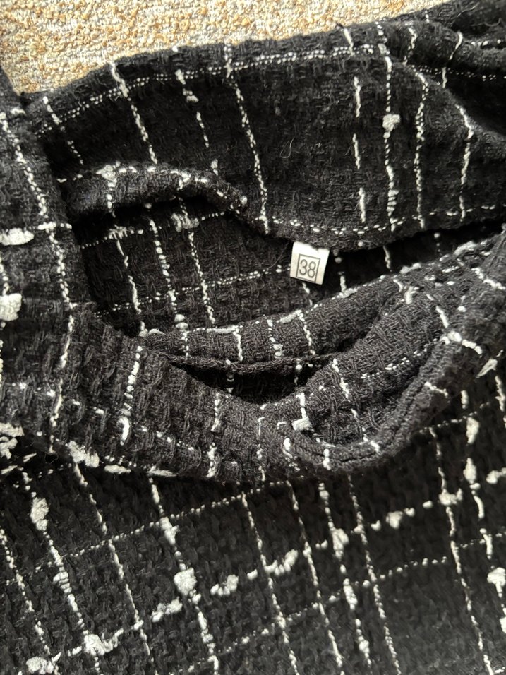 Kadın Siyah Ekose Desenli Triko Uzun Elbise - Görsel 3