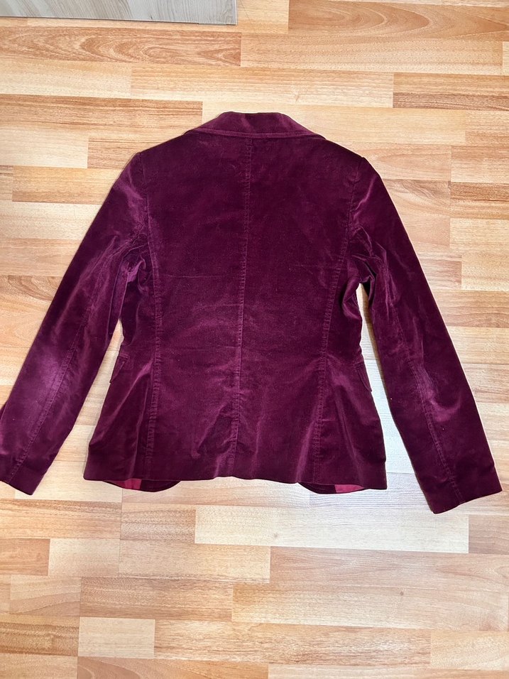 Kadın Bordo Kadife Düğmeli Ceket - Görsel 3