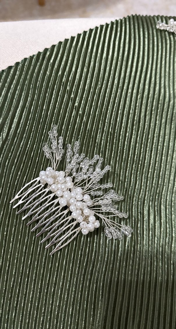 Boncuk Detaylı Beyaz Saç Tarağı - Görsel 4