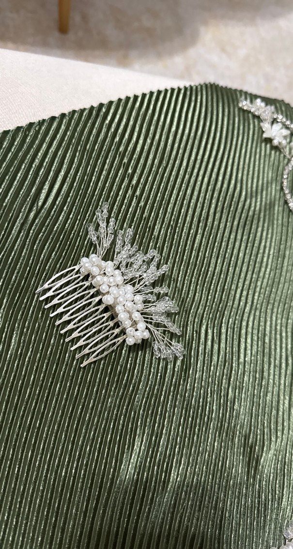 Boncuk Detaylı Beyaz Saç Tarağı - Görsel 3