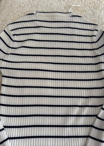 Çizgili uzun Kollu Triko Kadın Kazak - Görsel 4