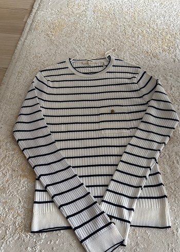 Çizgili uzun Kollu Triko Kadın Kazak - Görsel 2