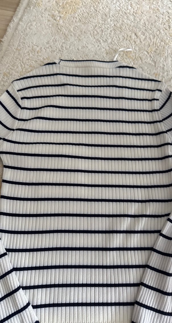 Çizgili uzun Kollu Triko Kadın Kazak - Görsel 4