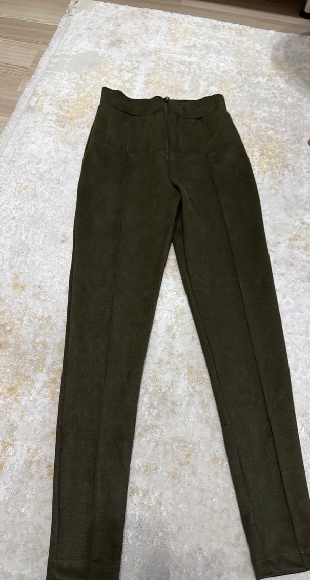 Haki Kadın Süet Kumaş tayt - Görsel 4