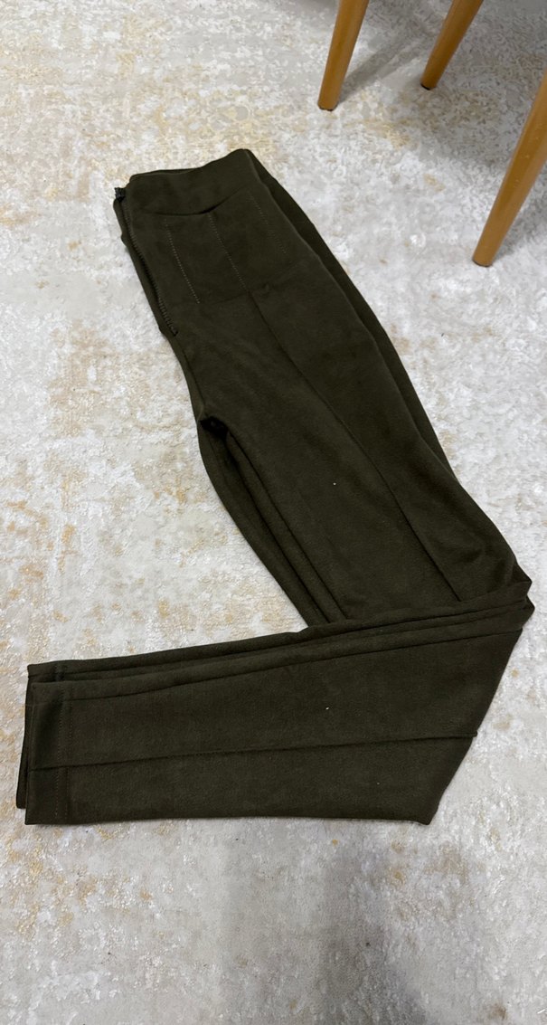 Haki Kadın Süet Kumaş tayt - Görsel 2