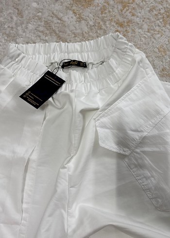 Beyaz Loose Fit penye  Kadın Pantolon - Görsel 2