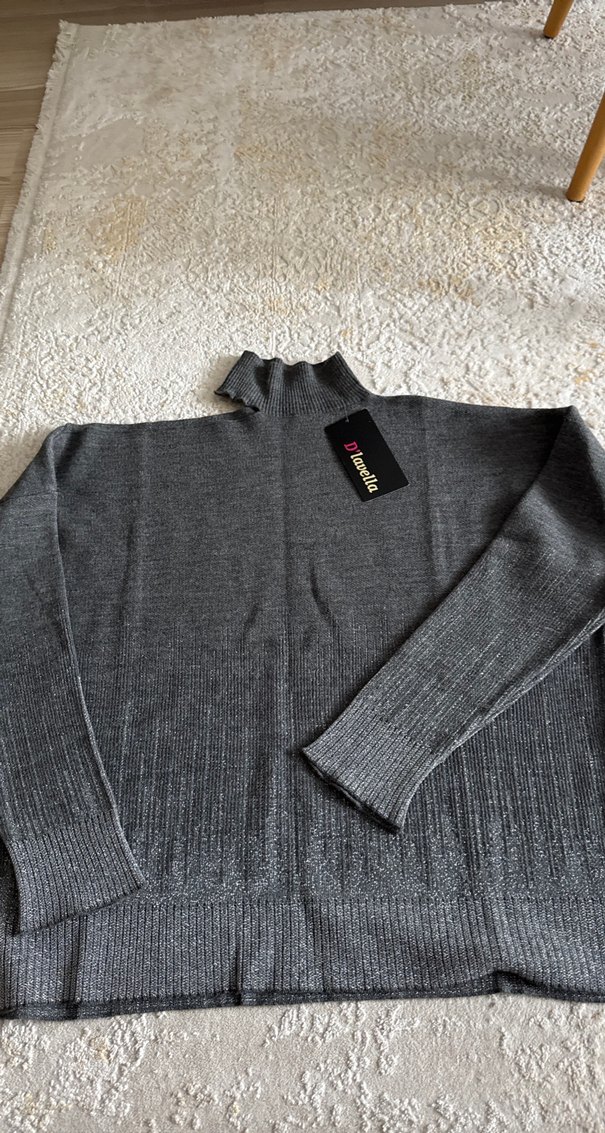 Gri Balıkçı Yaka Kadın Yün Kazak - Görsel 3