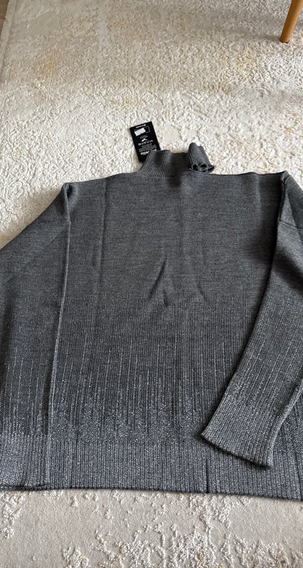 Gri Balıkçı Yaka Kadın Yün Kazak - Görsel 2