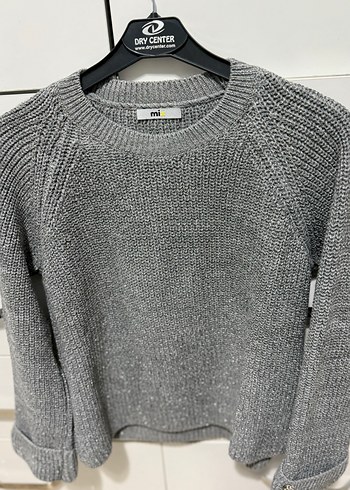 Gri Simli Örgü Kadın Kazak - Görsel 2