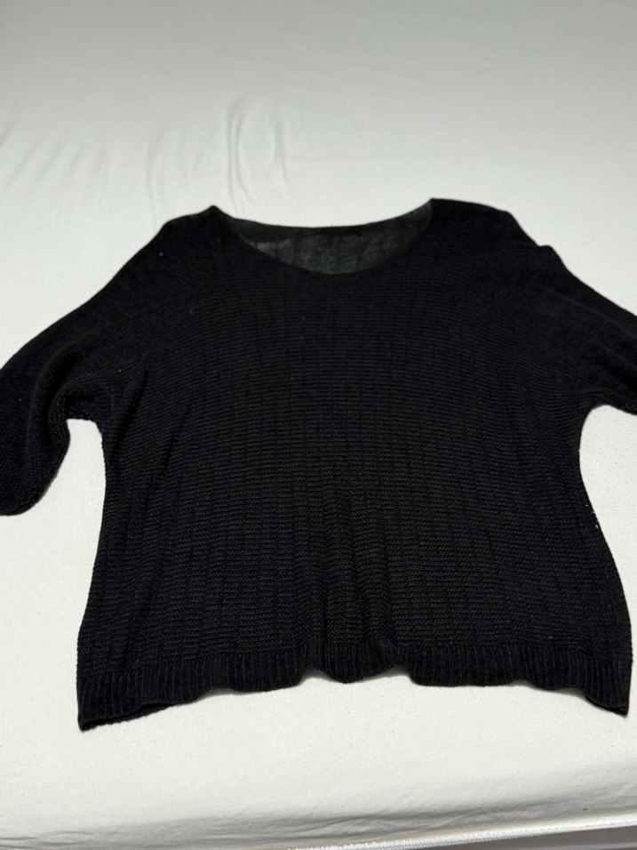 Siyah ,gold detaylı Örgü Kadın Bluz - Görsel 3