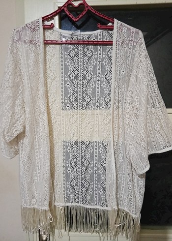 Dantel Detaylı Beyaz Bohem Kadın Hırka - Görsel 2