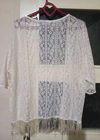 Dantel Detaylı Beyaz Bohem Kadın Hırka - Görsel 3