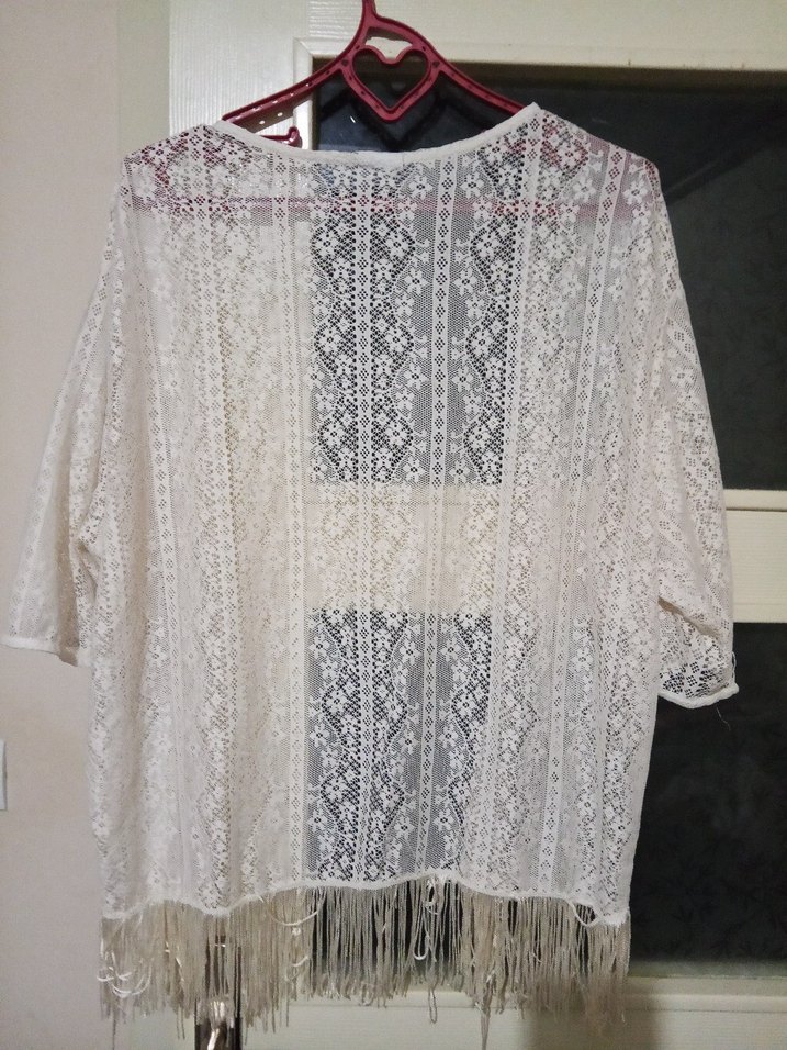 Dantel Detaylı Beyaz Bohem Kadın Hırka - Görsel 3