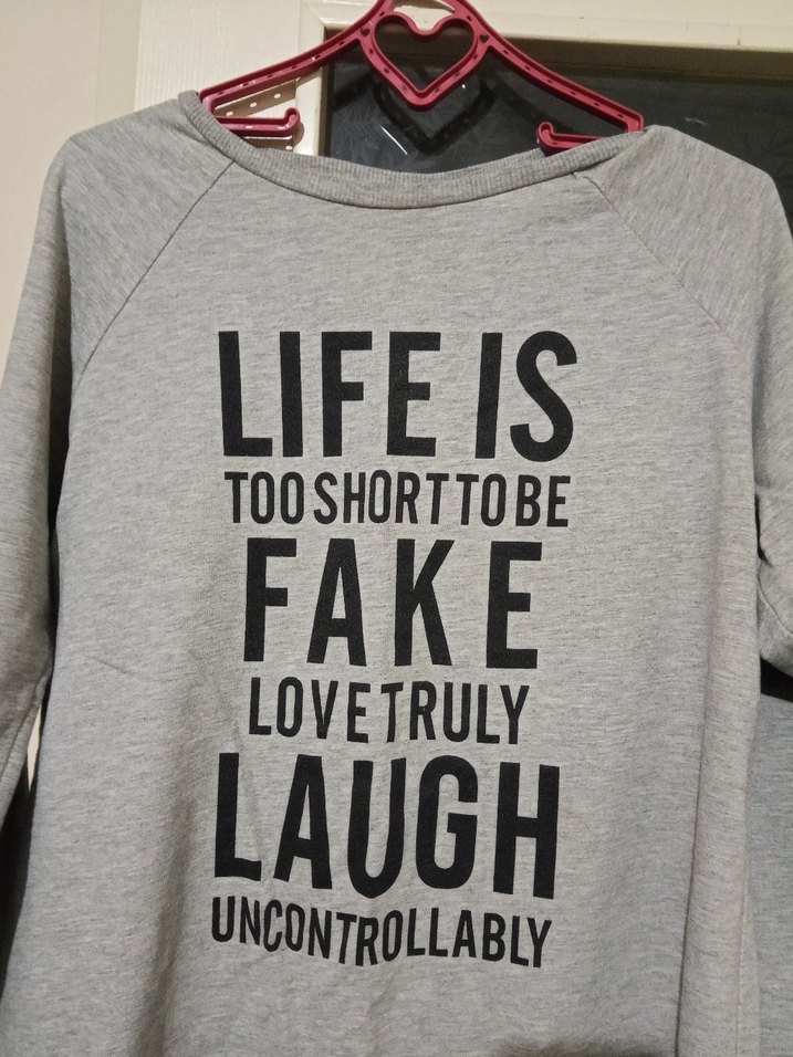 Gri Uzun Kollu Baskılı Rahat Sweatshirt - Görsel 3